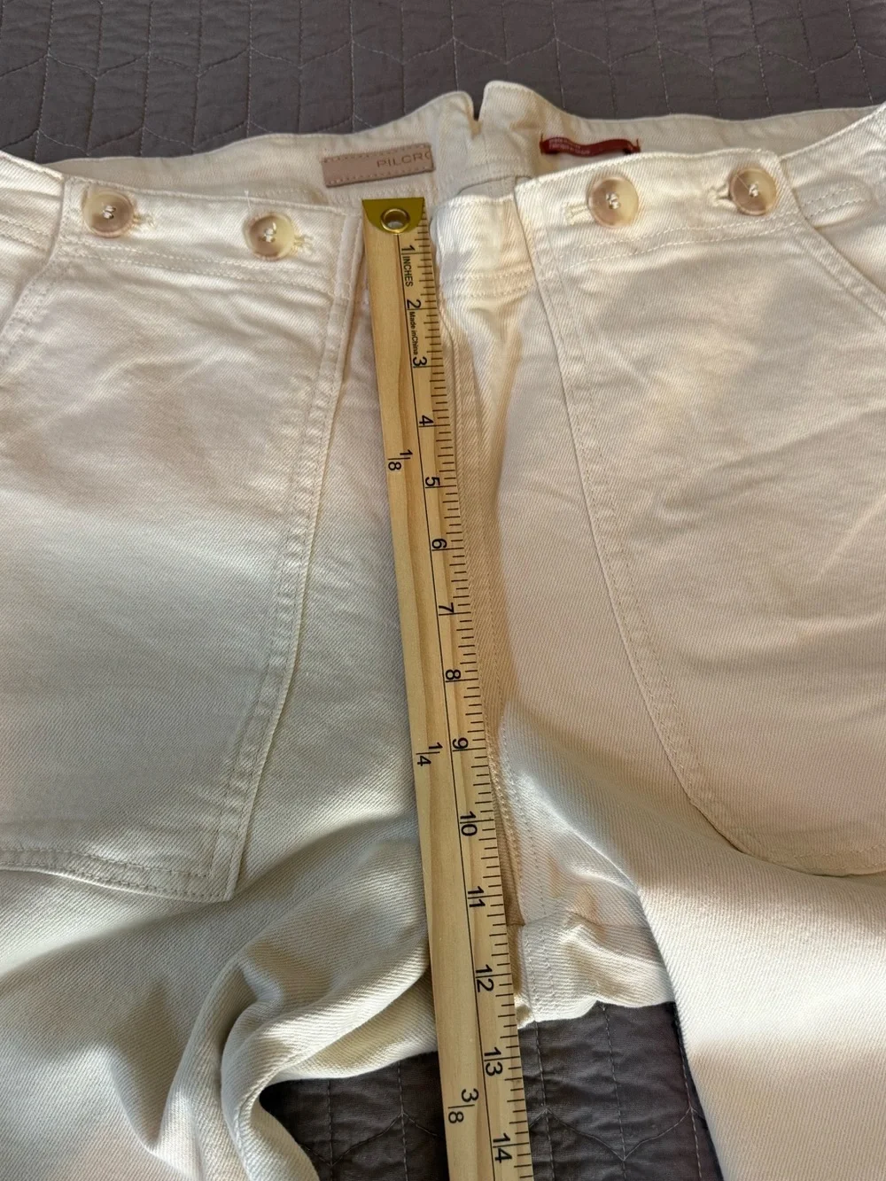 Pilcro The Kit High-Rise Wide-Leg Utility Trousers in Cream